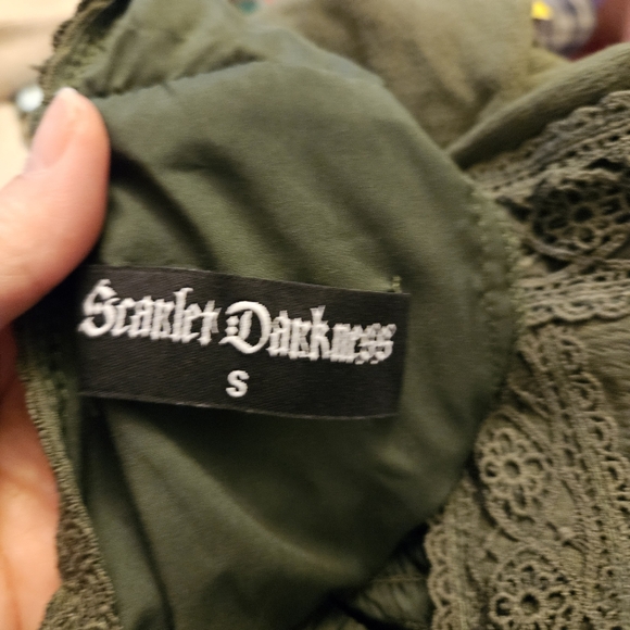 SCARLET DARKNESS Women's Forest Green Embroidered Renaissance Dress Small - Picture 14 of 15